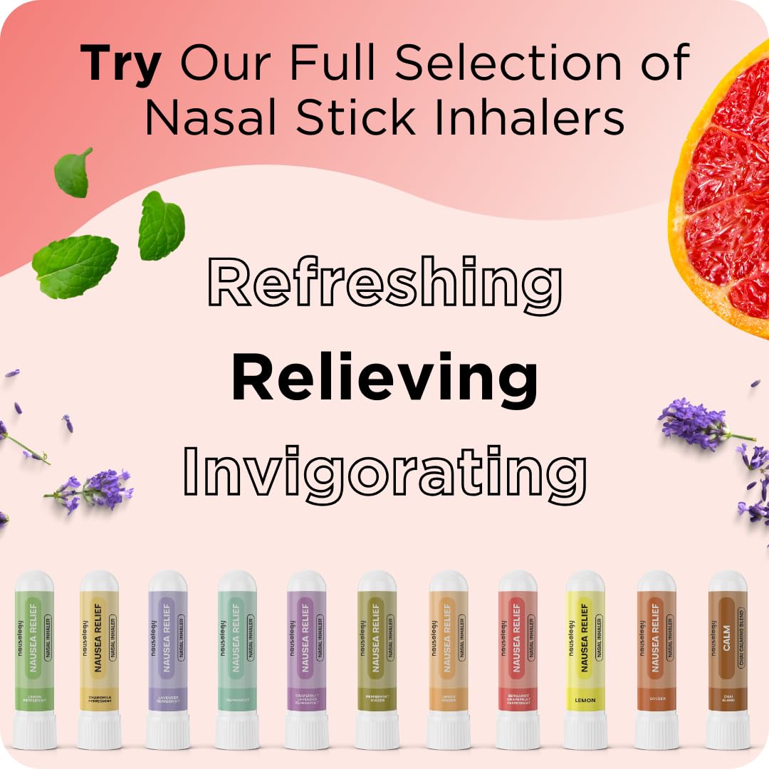 Nausology Aromatherapy Nasal Inhaler for Nausea Relief (Bergomat Grapefruit Peppermint)