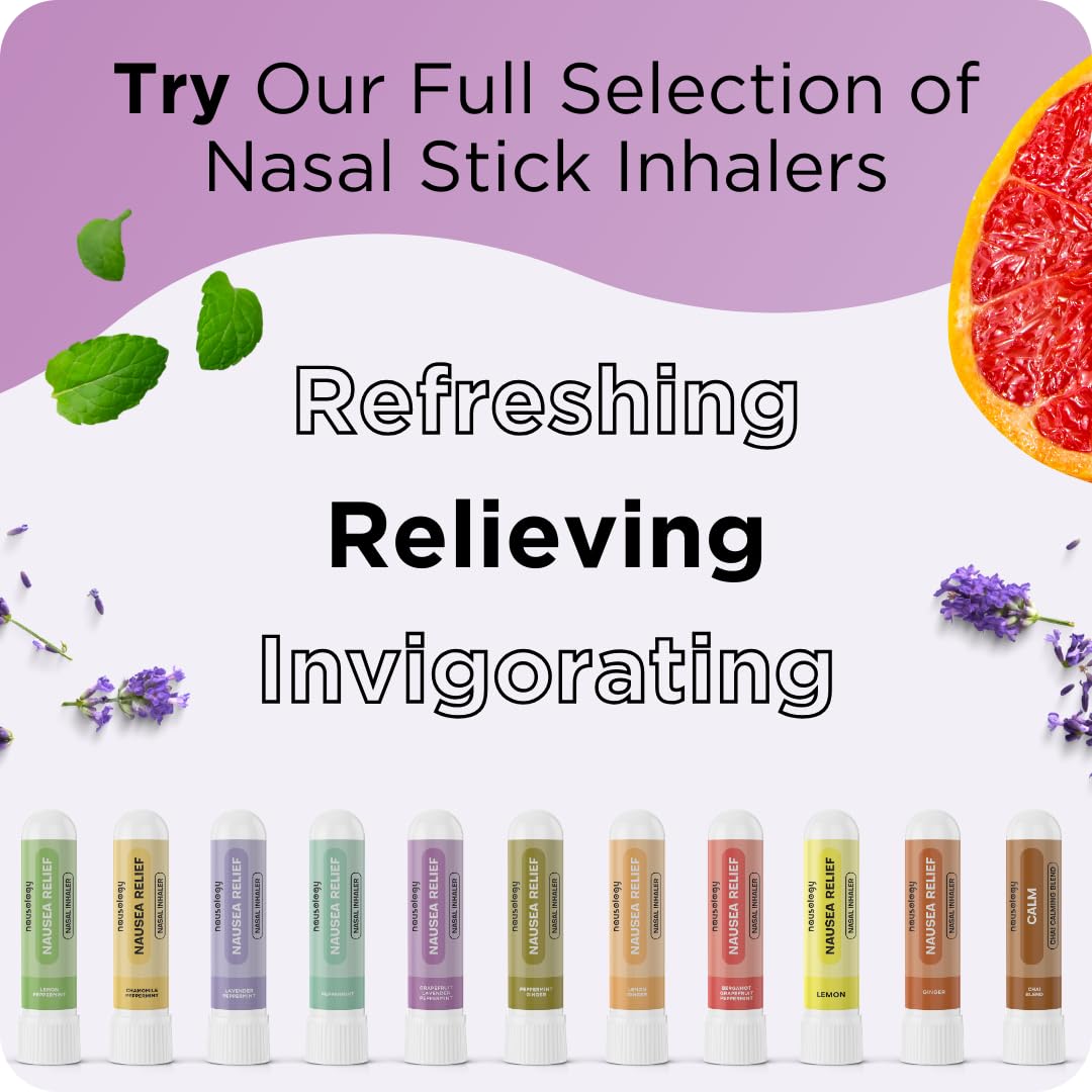 Nausology Aromatherapy Nasal Inhaler for Nausea Relief (Grapefruit Lavendar Peppermint)